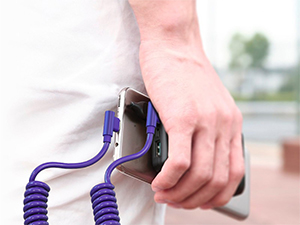 coiled iphone charger cord white