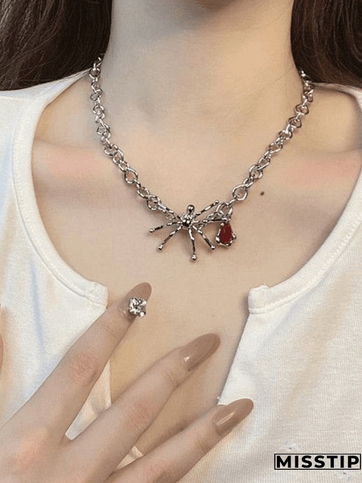 Spider Drop Pendant Chain Necklace