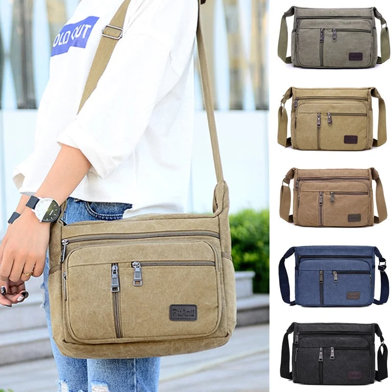 Inongge Casual Retro Business Bag High Capacity Canvas Outdoor Simple Version Shoulder Bag Diagonal Package For Men