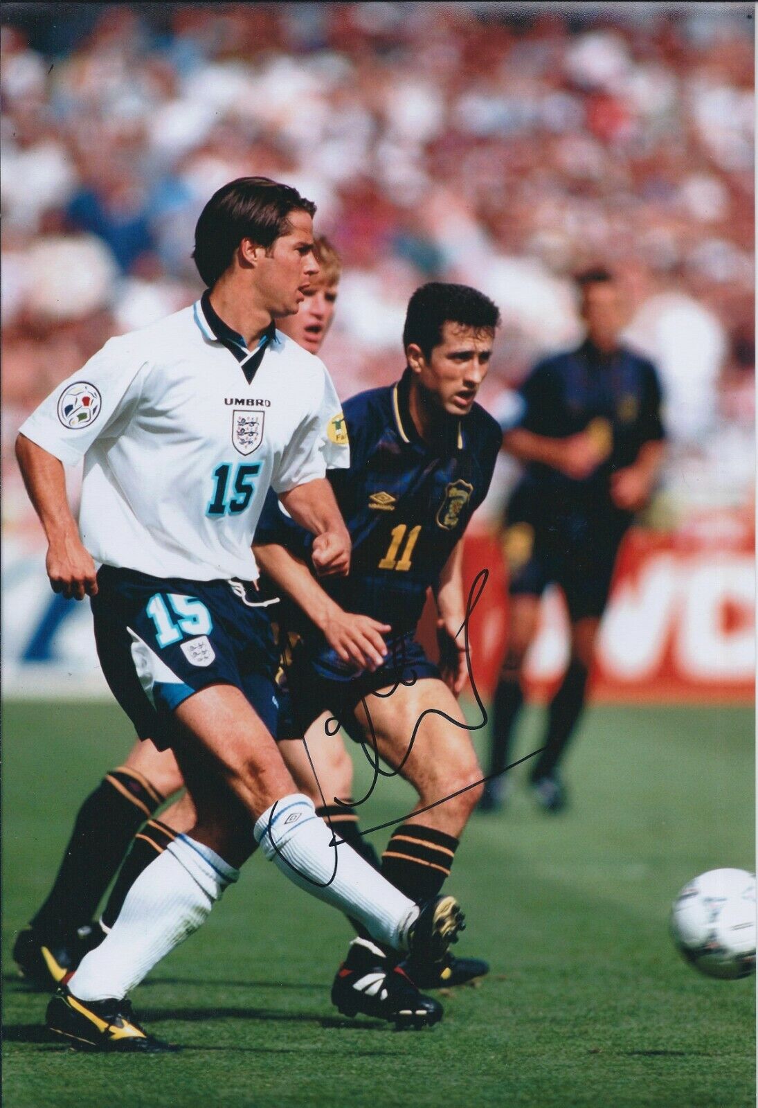 Jamie Redknapp GENUINE SIGNED Autograph 12x8 Photo Poster painting AFTAL COA England Euro '96