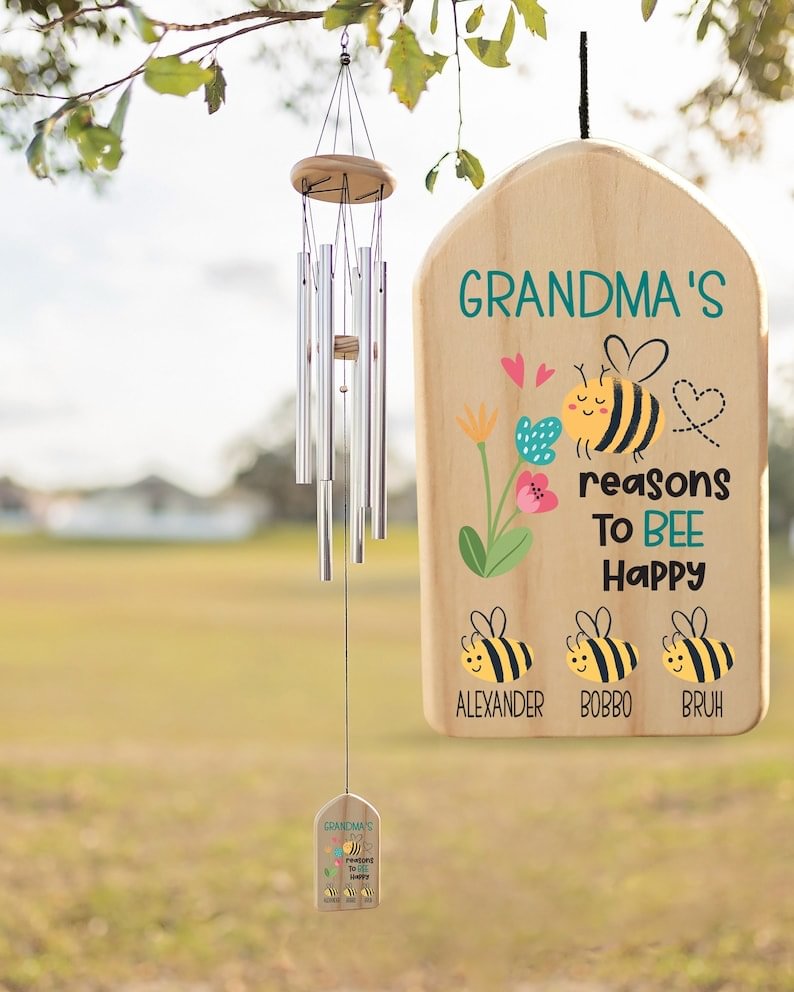 Personalized Wind Chimes Gift | Grandma Gift Chime | Mother's Day Gift | Custom Wind Chime | Grandparent's Day Gift | Gift for Grandma