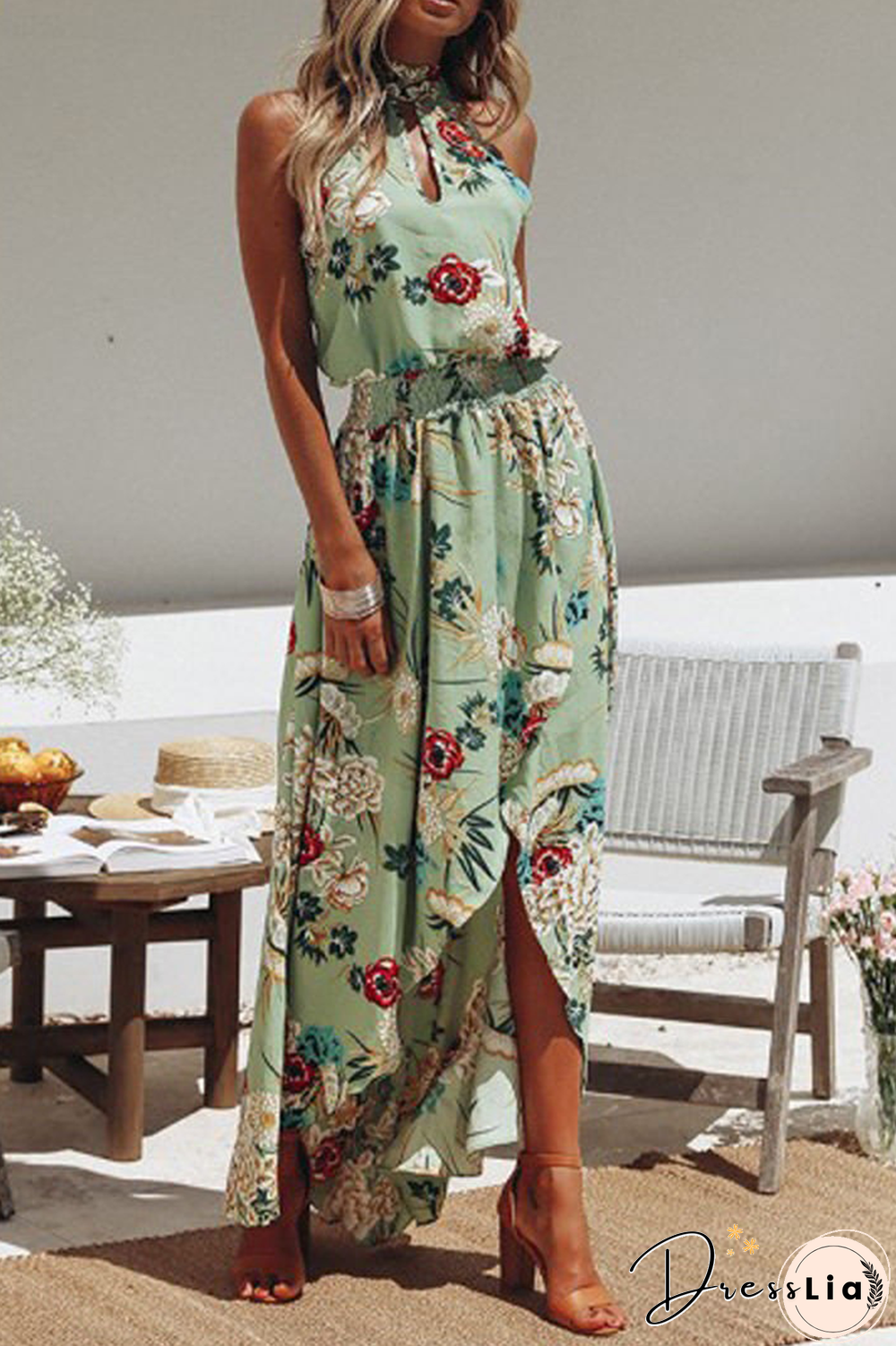 Casual Print Patchwork Turtleneck Irregular Dress Dresses