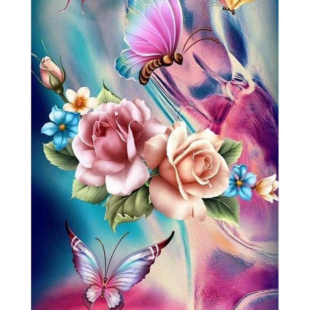 

Butterfly Flowers - Round Drill Diamond Painting - 30x40cm, 501 Original