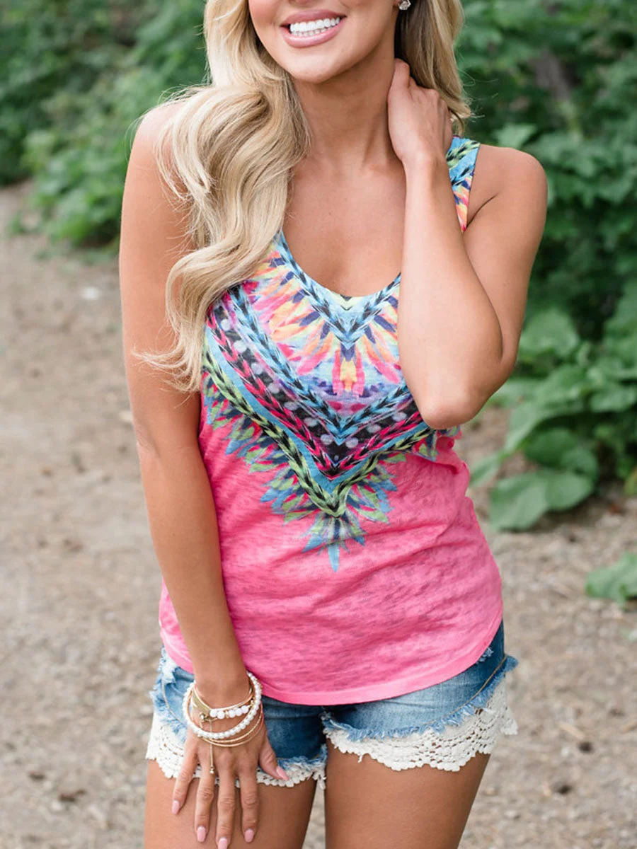 Colorful Geometric Pattern Tank Top