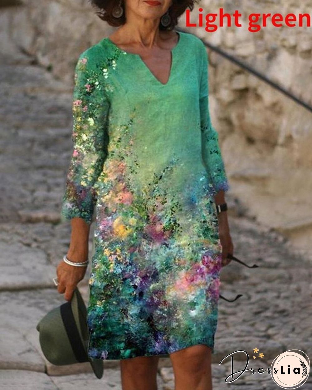 Women Printing Dress Summer V-Neck Half Sleeve A-Line Dresses Female Retro Litera Vintage Loose Dress