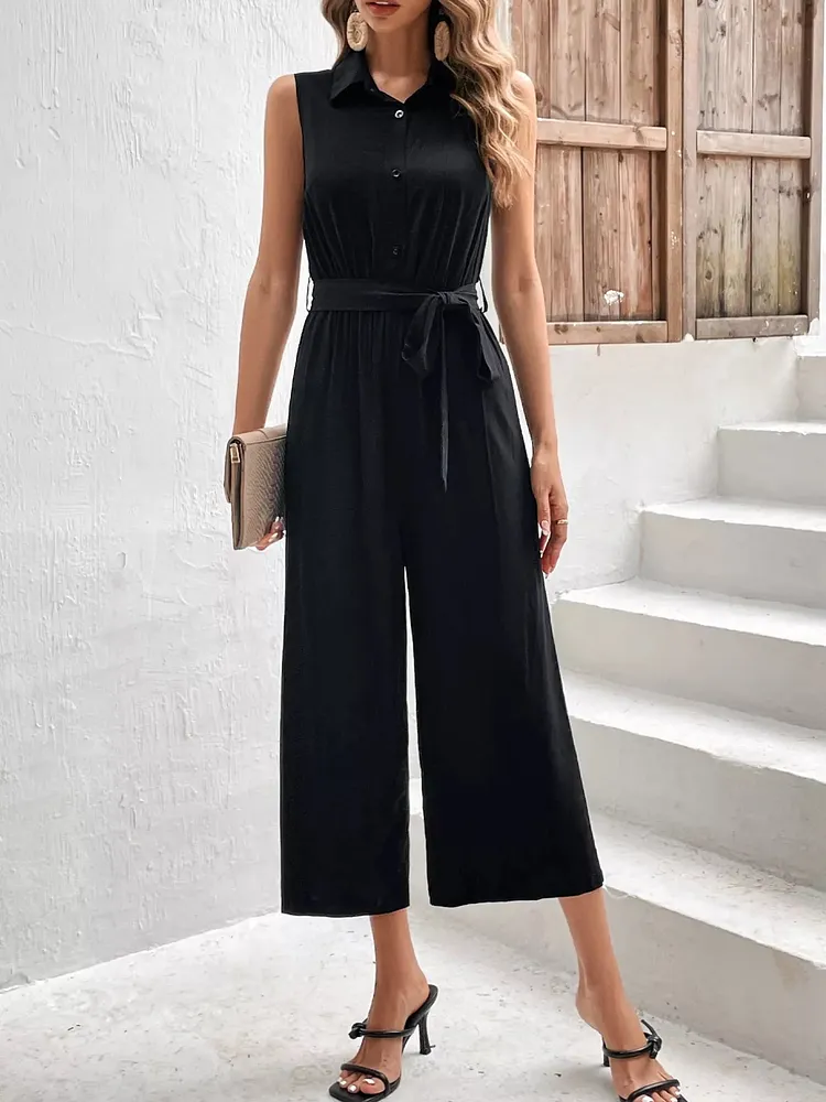 Sleeveless Wide Leg Jumpsuit