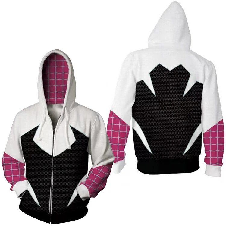 Spider Gwen Stacy Zipper Hoodie Sweatshirt Cosplay