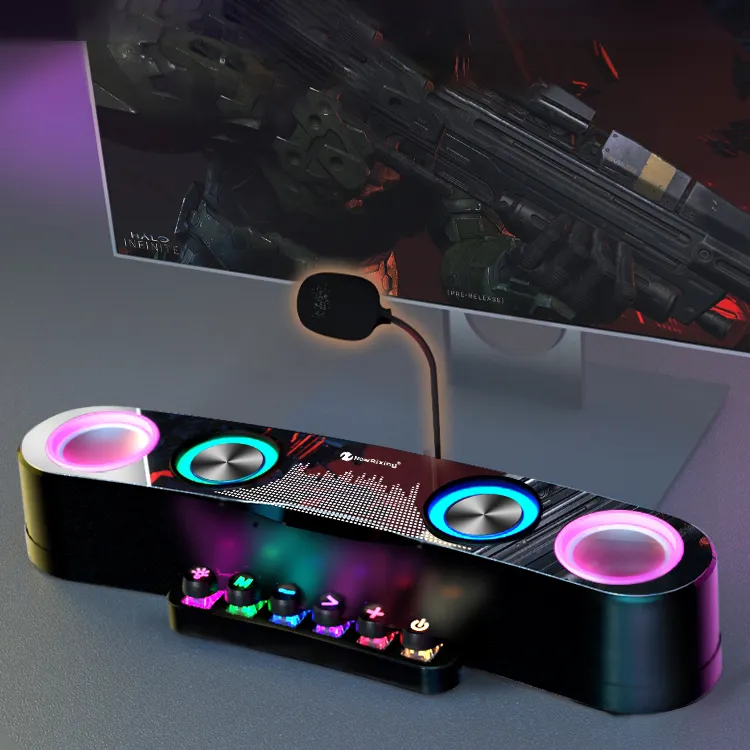 Desktop Colorful Gaming Bluetooth Speaker LED Lights Computer Audio ...