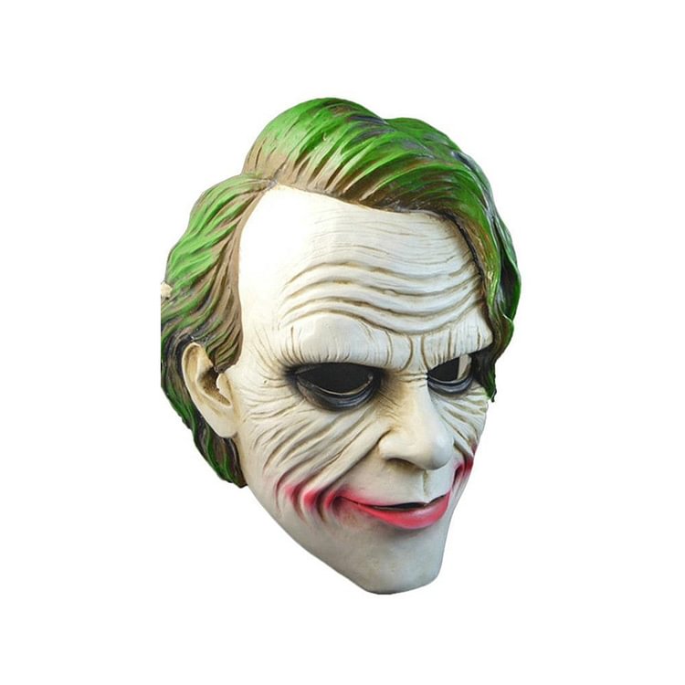 Joker Mask Green Hair Clown Mask Halloween Villain Cosplay Props