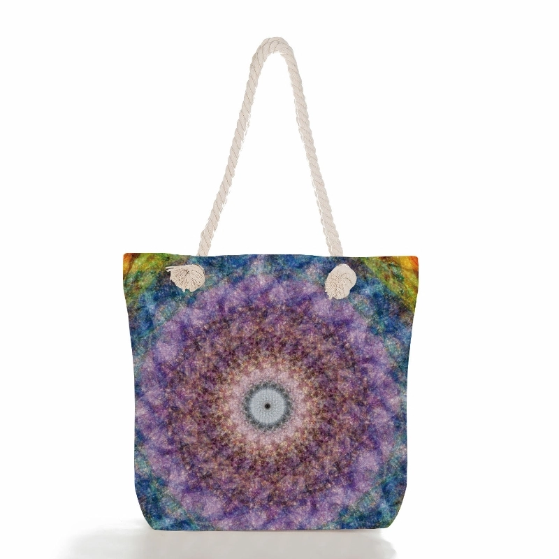 Women's Basic Flower Canvas Shopping Bags