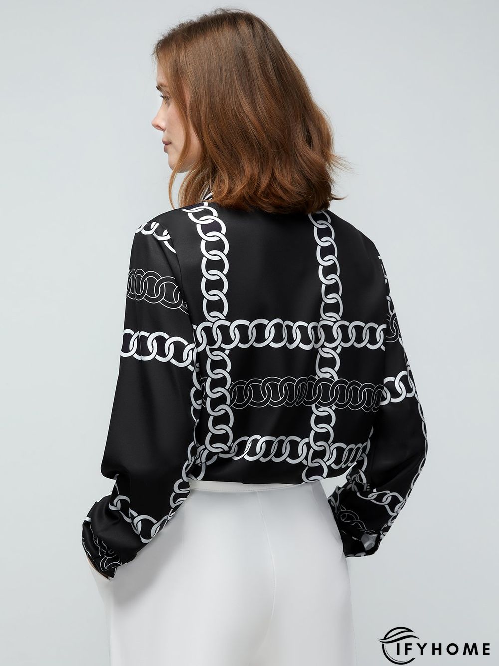 Urban Daily Shirt Collar Regular Fit Abstract Blouse | IFYHOME