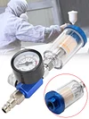 Air Pressure Regulator Gauge & Mini Inline Air Filter Separator JP/EU/US Adapter