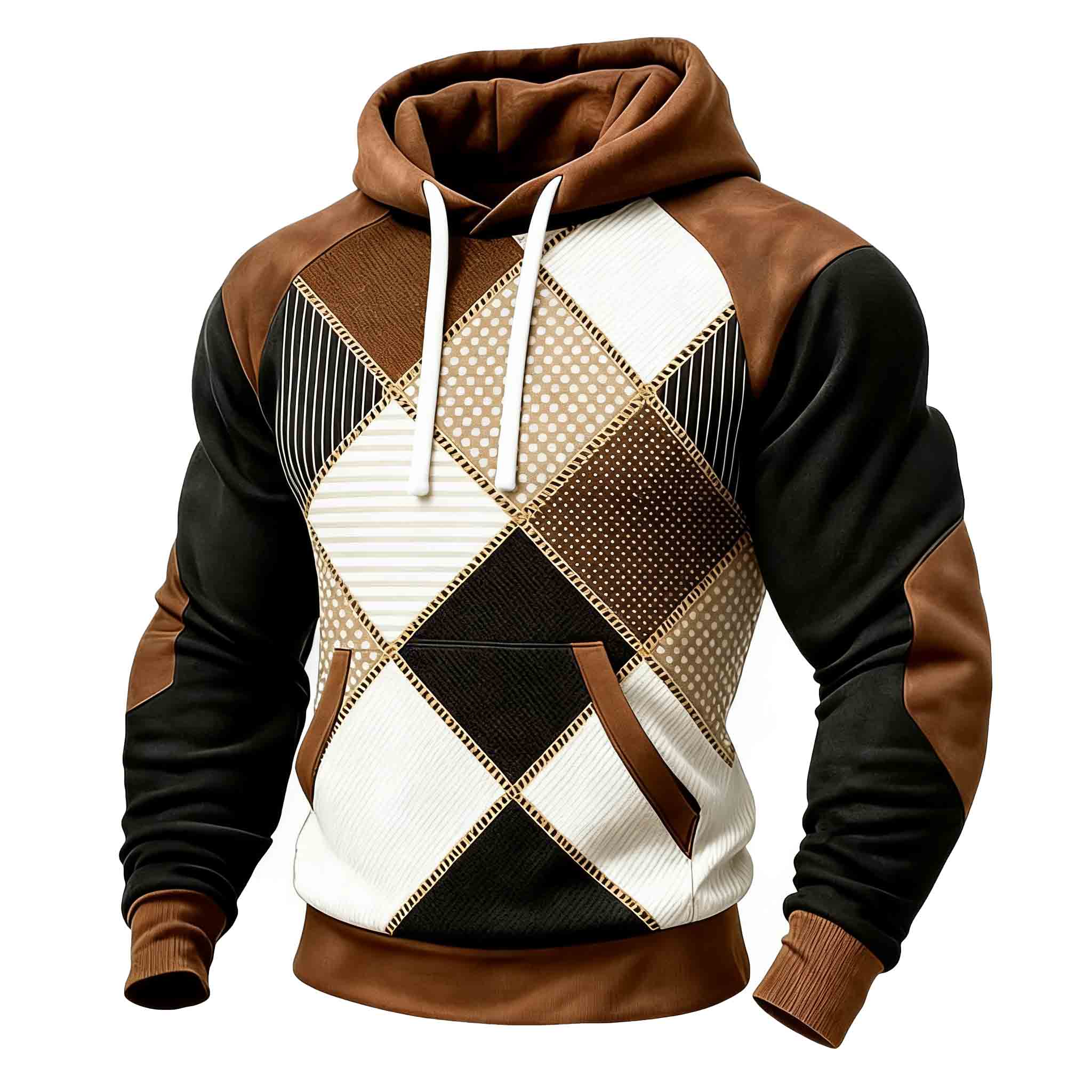 Stylish Geometric Pattern Hoodie for Men - Perfect for Casual Wear and Everyday Use