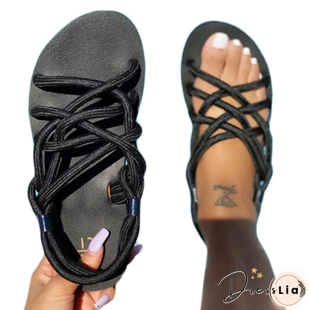 Fashion Rope Summer Shoes Boho Beach Sandals Women Flats Sandals Slides Flat Sandals