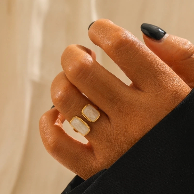 Elegant Modern Style Minimalist Color Block 304 Stainless Steel Rings