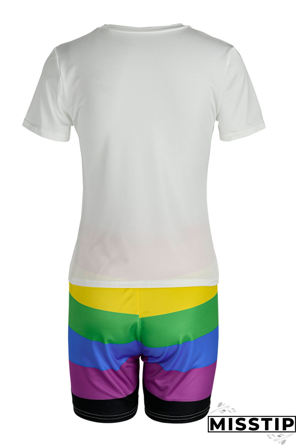 Yellow Fashion Casual Print Basic O Neck Short Sleeve Two Pieces