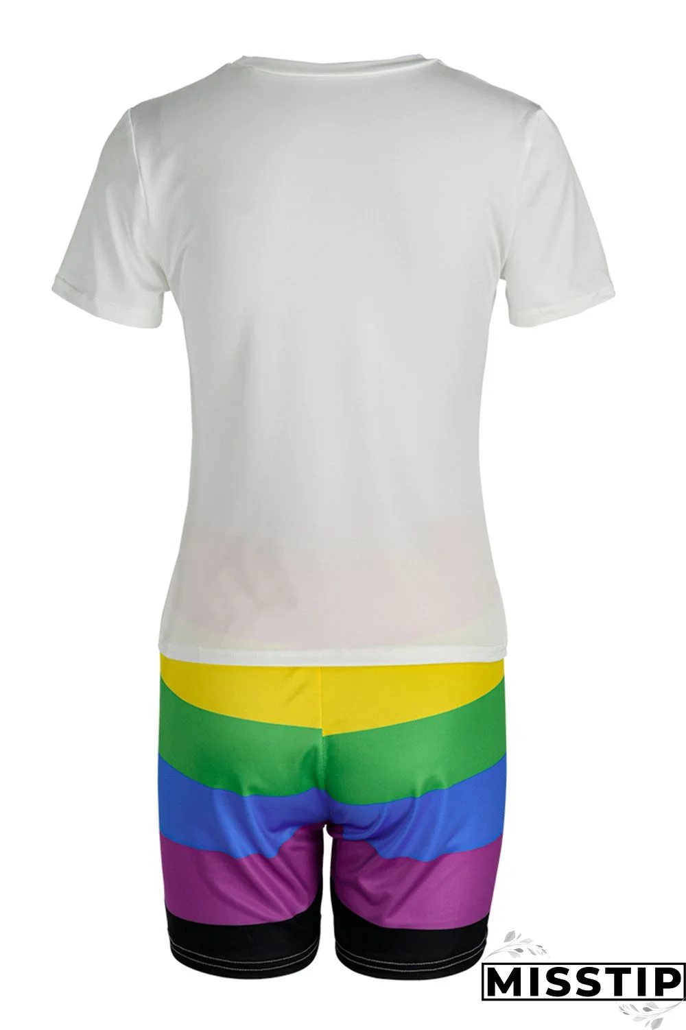 Yellow Fashion Casual Print Basic O Neck Short Sleeve Two Pieces