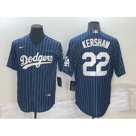 Men's Los Angeles Dodgers #22 Clayton Kershaw Navy Cool Base Stitched Baseball Jersey X7AE