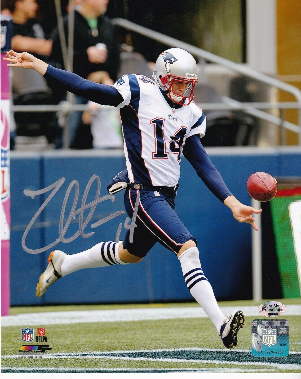 ZOLTAN MESKO NEW ENGLAND PATRIOTS ACTION SIGNED 8x10