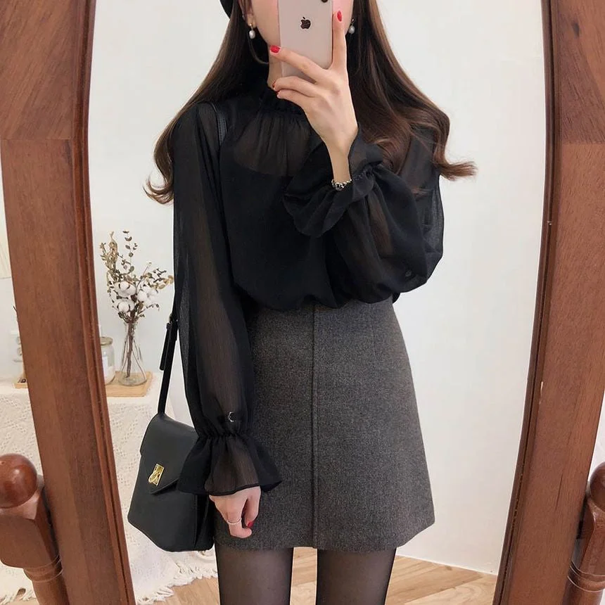 Bell-Sleeve Chiffon Blouse YP1796