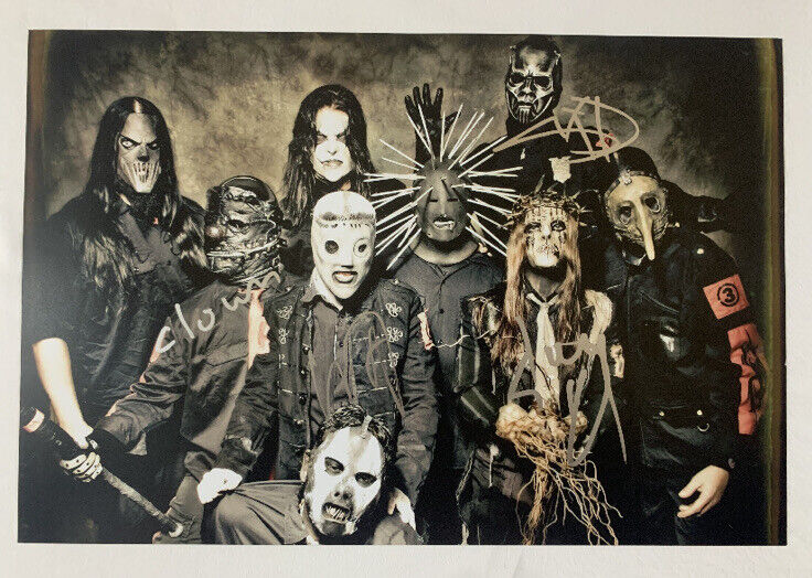 SLIPKNOT BAND SIGNED 12x18 Photo Poster painting AUTOGRAPHED JOEY JORDISON RARE 4 MEMBERS COA