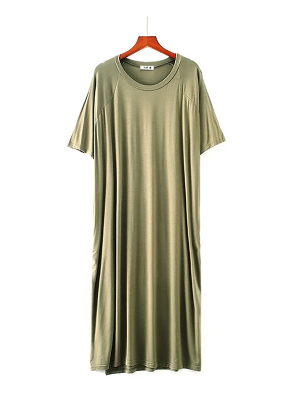 Modal Asymmetric Short Sleeve Loose Oversize Pajamas Dress