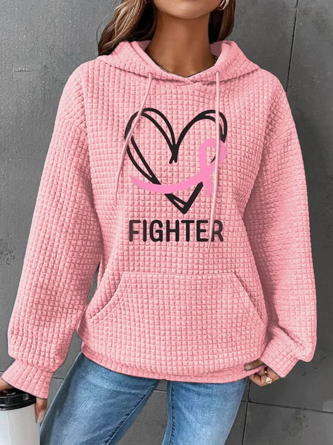 Women's Breast Cancer Awareness Printed Casual Hoodie socialshop