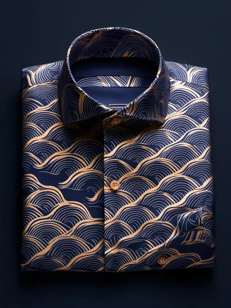 Men's Luxury Satin Long Sleeve Button Down Shirt