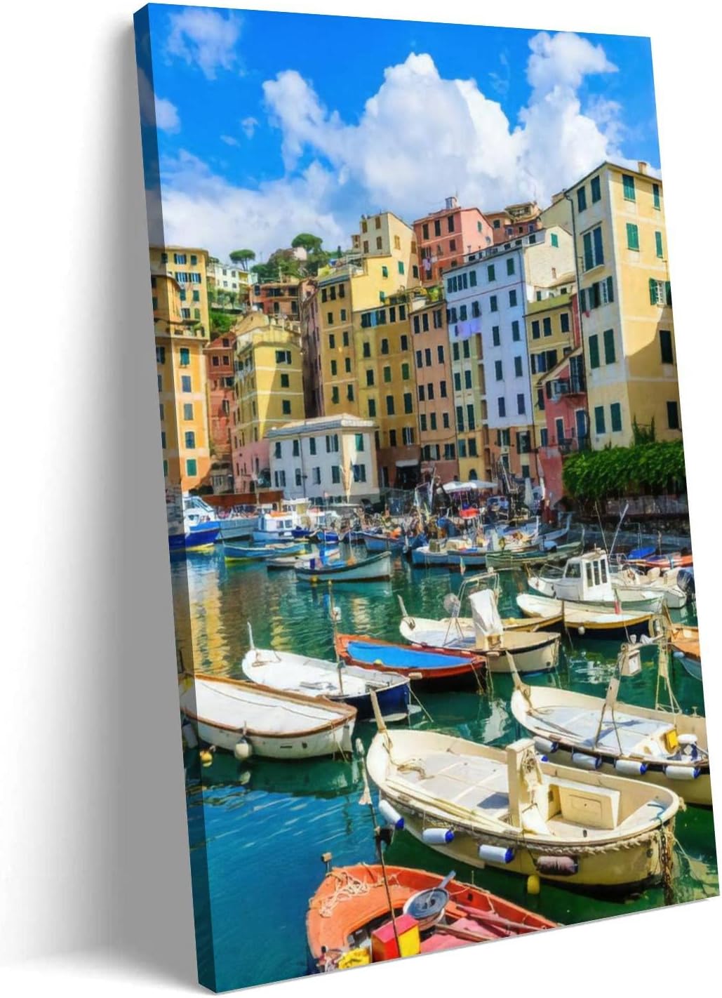 HGWAPONSATR Canvas Wall Art Paintings Camogli town Liguria Italy Scenic Mediterranean coast Historical Old Poster Prints Large Size for Living Room Bedroom Office Home Decor Artwork 20 x 40 inch COLOR 4