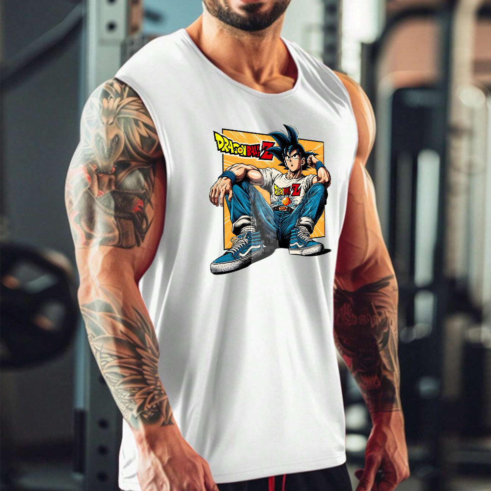 Casual Anime Print Fitness Tank Top