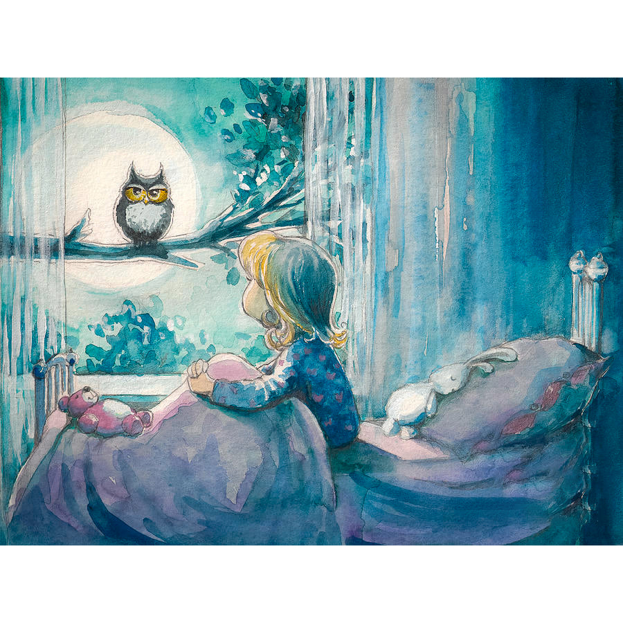 Owl With Girl 40*50CM(Canvas) Full Round Drill Diamond Painting gbfke