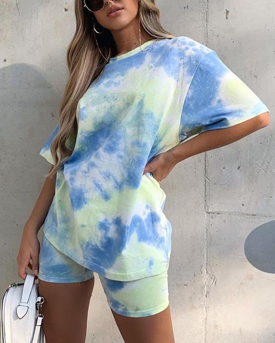 Fashion tie-dyed color loose casual suit - Chicaggo