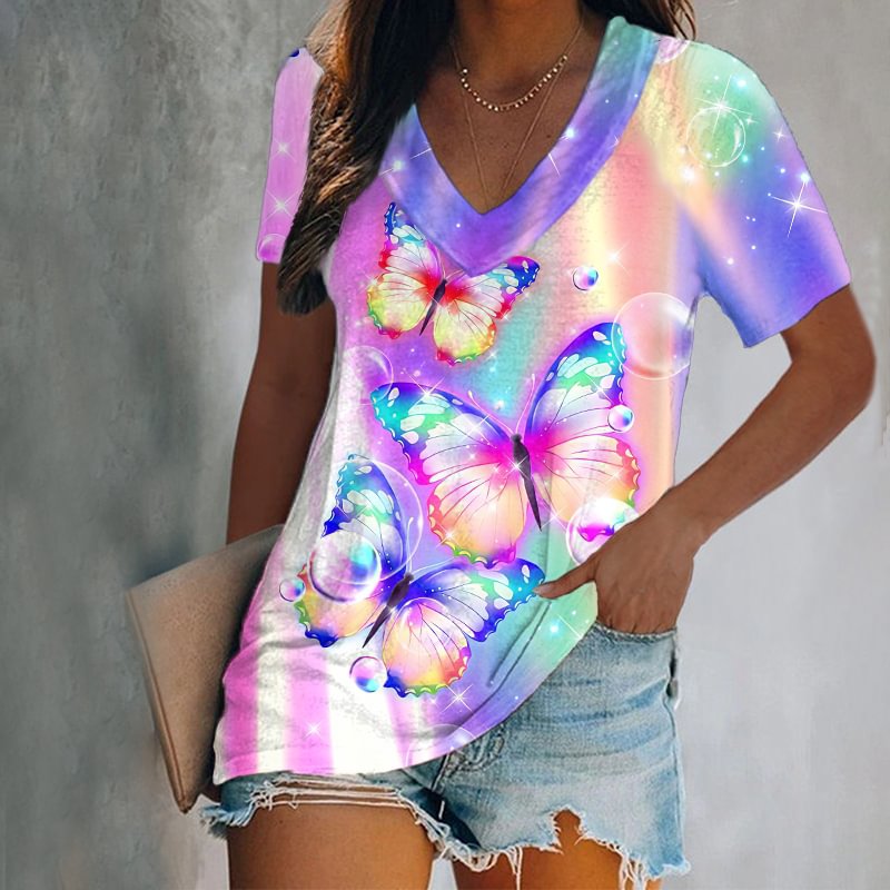 Dazzling Butterflies Printed Women's T-shirt