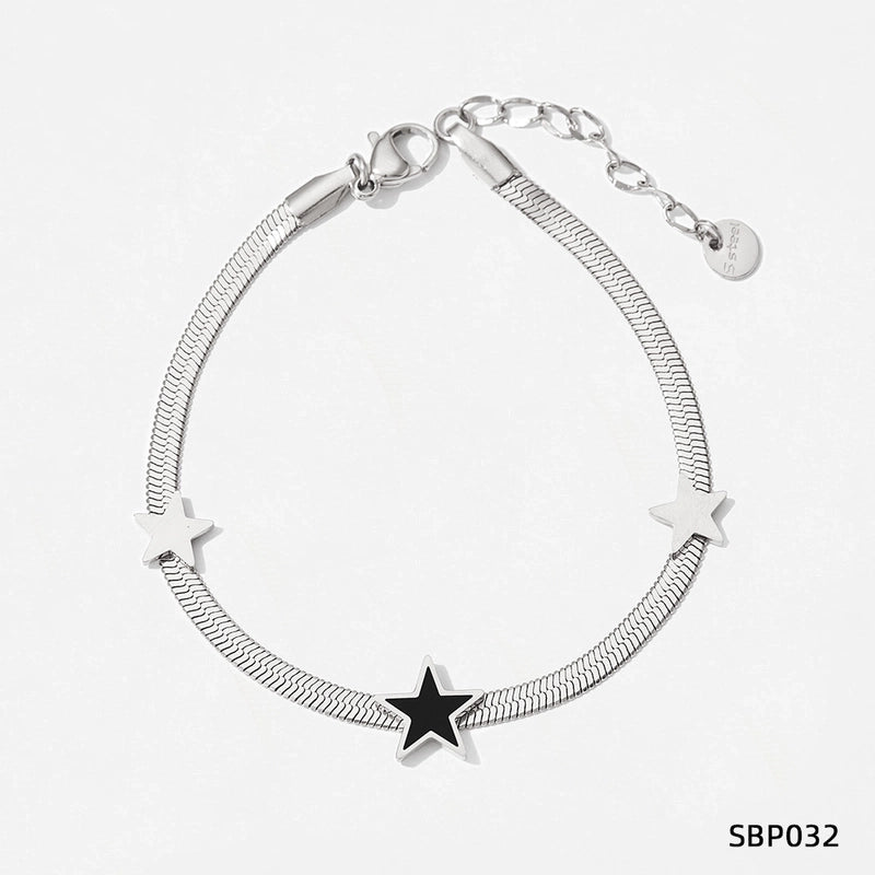 3 Pieces 304 Stainless Steel Titanium Steel White Gold Plated Gold Plated Classic Style Plating Star Bracelets Necklace