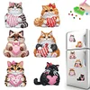 (US Local)6Pcs Acrylic Cats 5D Diamond Painting Fridge Magnet for Adults Beginners Craft Kit