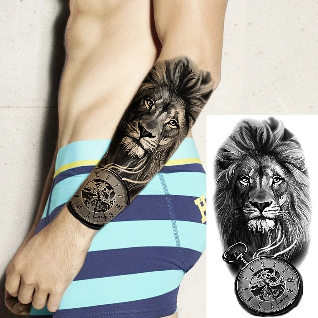 Sdrawing Realistic Black Devil Temporary Tattoos For Men Adult Tiger Pirate Skeleton Vampire Fake Tattoo Forearm Scary Tatoo Joker