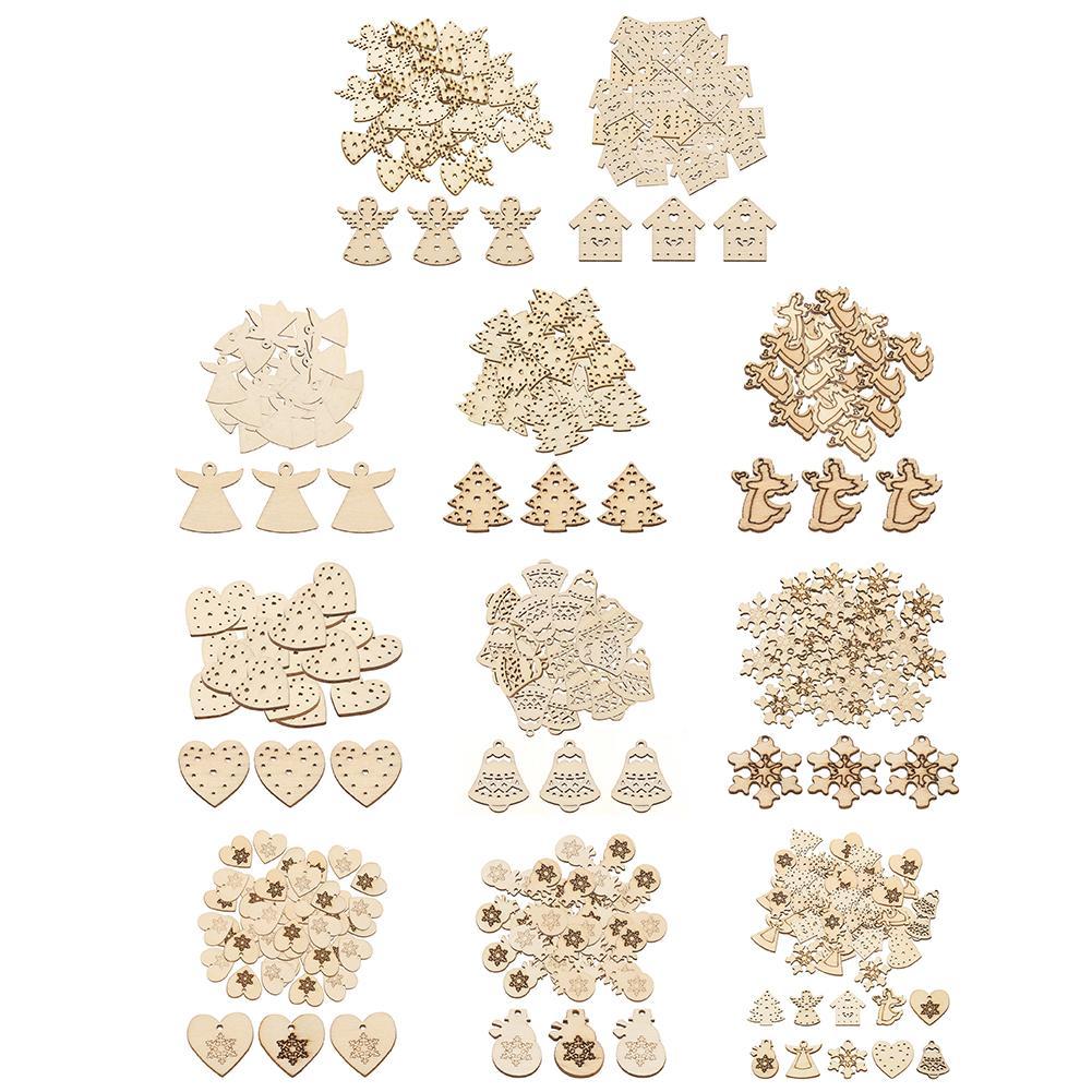 

50pcs 3cm Wood Christmas Decoration DIY Xmas Tree Hanging Ornaments Pendant, 501 Original