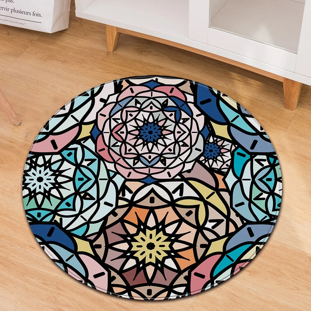 Modern Round Carpet Computer Chair cushion Kids Room Carpet 3D Printing Bedroom Floor Bedside Mat Living Room  Decoration Rug
