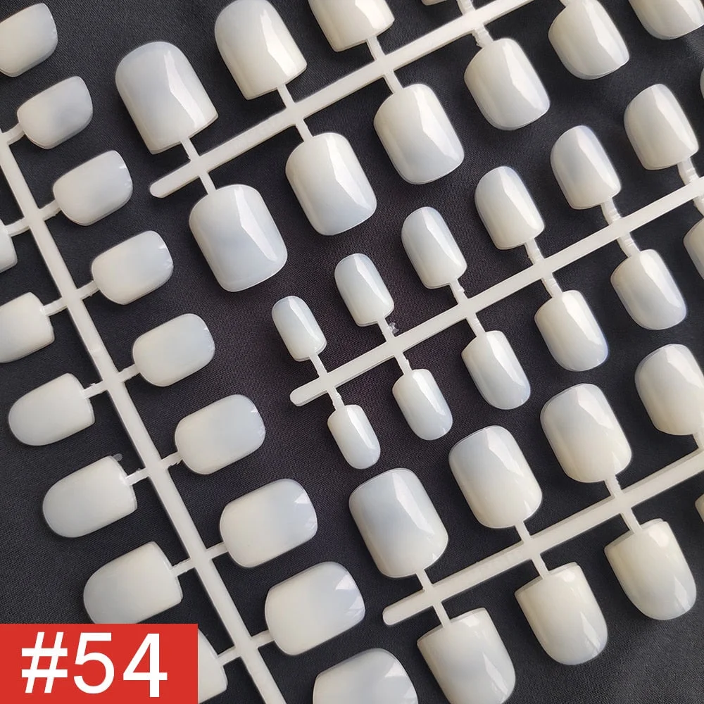 4 Sets/lot Mixed Colors False Nail Tips Short Full Cover Square Fake Nails Comfortable Multicolor Press On Nails Nail DIY-Nail Inspo