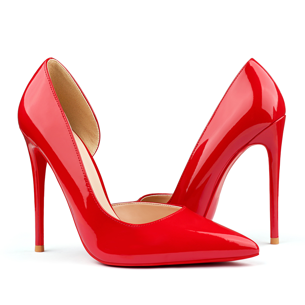 120mm Women's Classic Pumps Patent Closed Pointed Toe Bridal Wedding Party Red Bottom-MERUMOTE