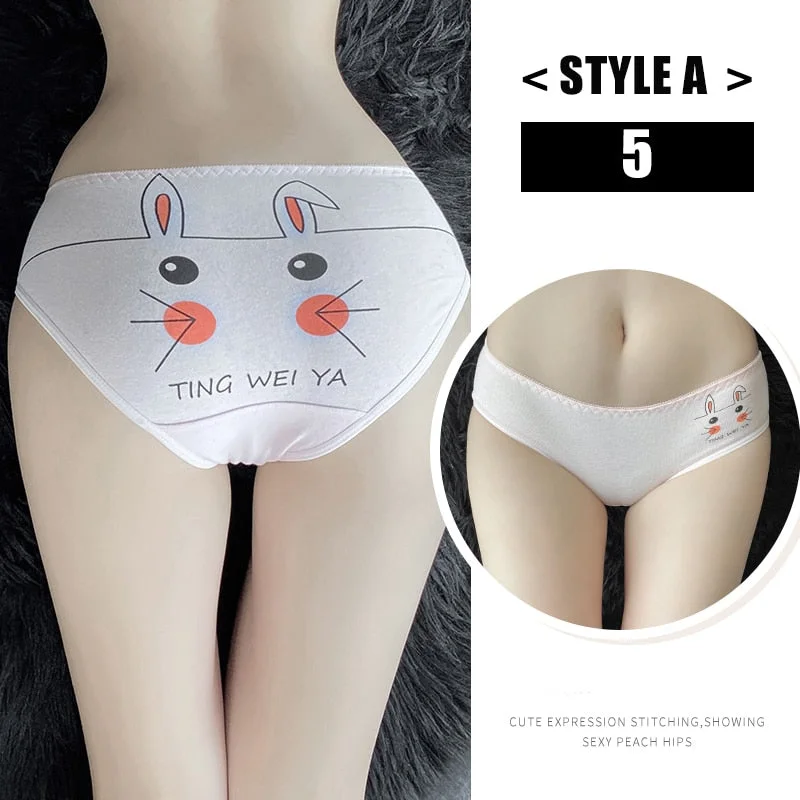 Women's Cotton Underwear Kawaii  Anime Coverage Panties Sexy Lace Breathable Soft Lingerie Lovely Cute Seamless Stretch Briefs