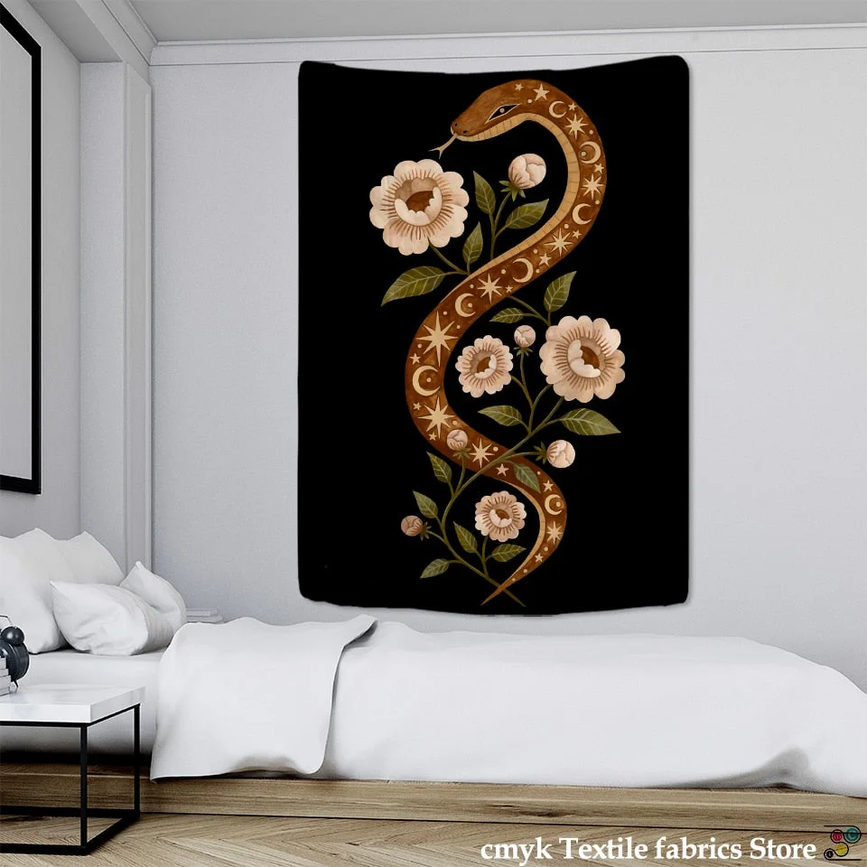 Tarot Tapestry Wall Hanging Astrology Sun Moon Goddess Star Plant Flower Bohemian Witchcraft Home Decor