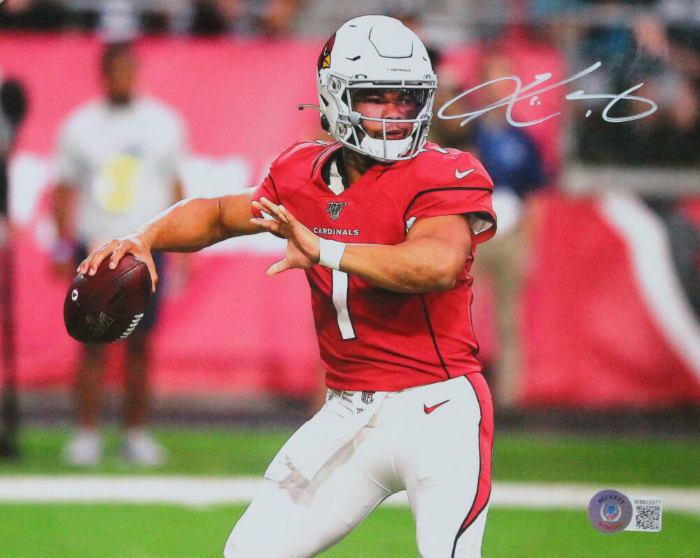 Kyler Murray Autographed Cardinals Close Up Passing 8x10 Photo Poster painting- Beckett W *White