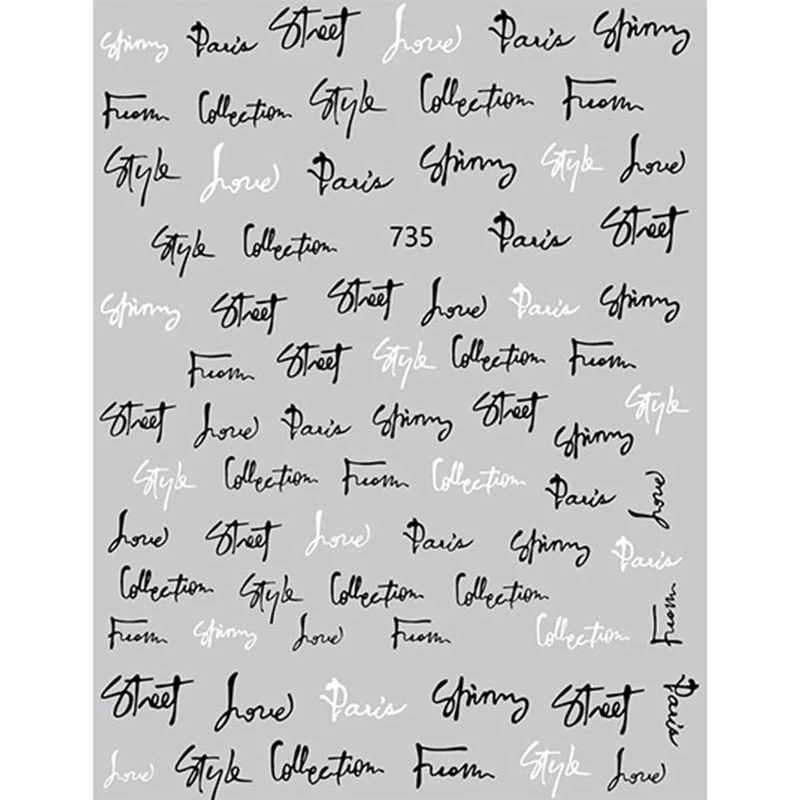 1 Sheet 3D Nail Stickers Black Geometric Flower Letter Patterns Adhesive Transfer Decals Nail Art DIY Design Decoration-Nail Inspo