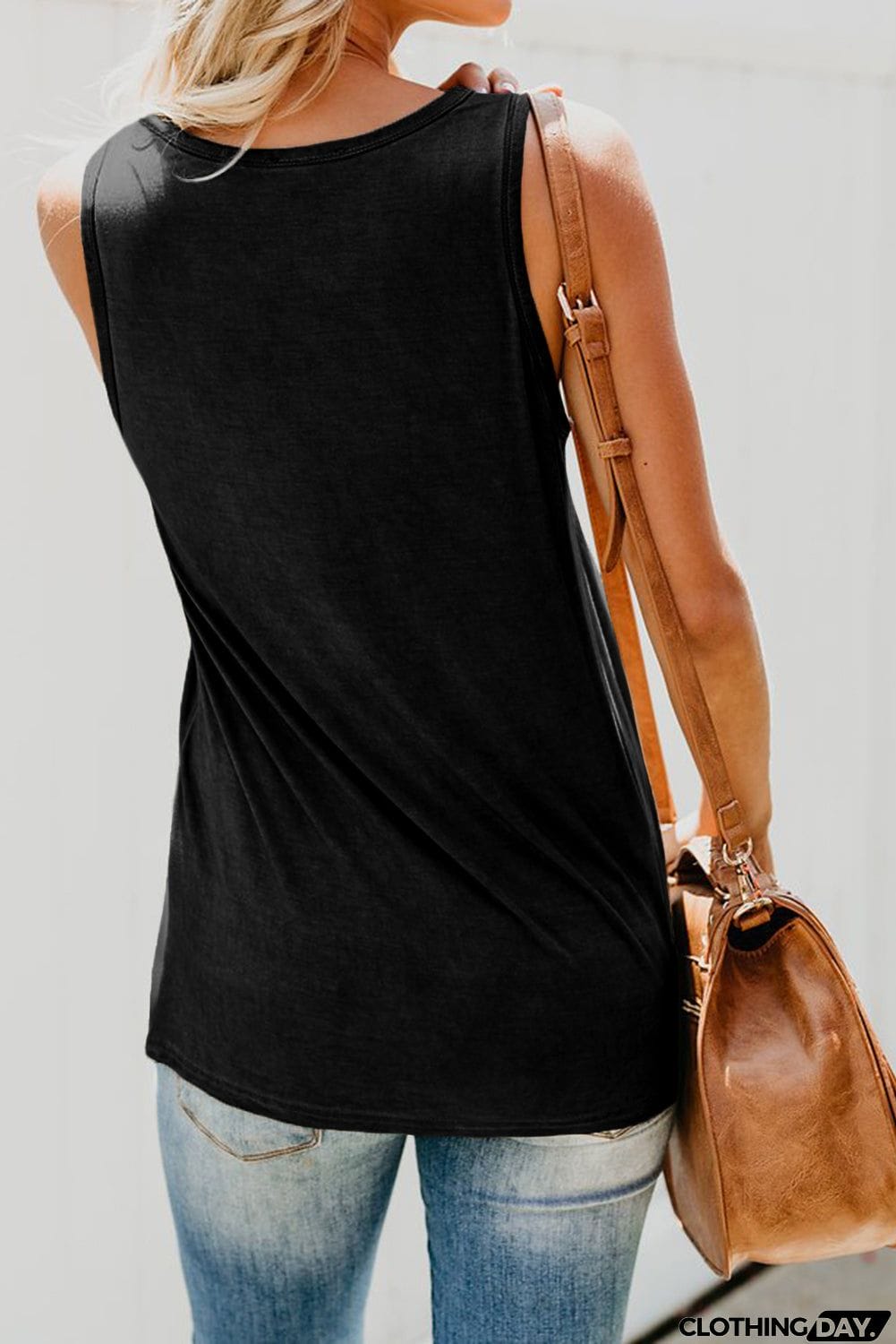 Casual Women Tank Top with Multicolor Pocket