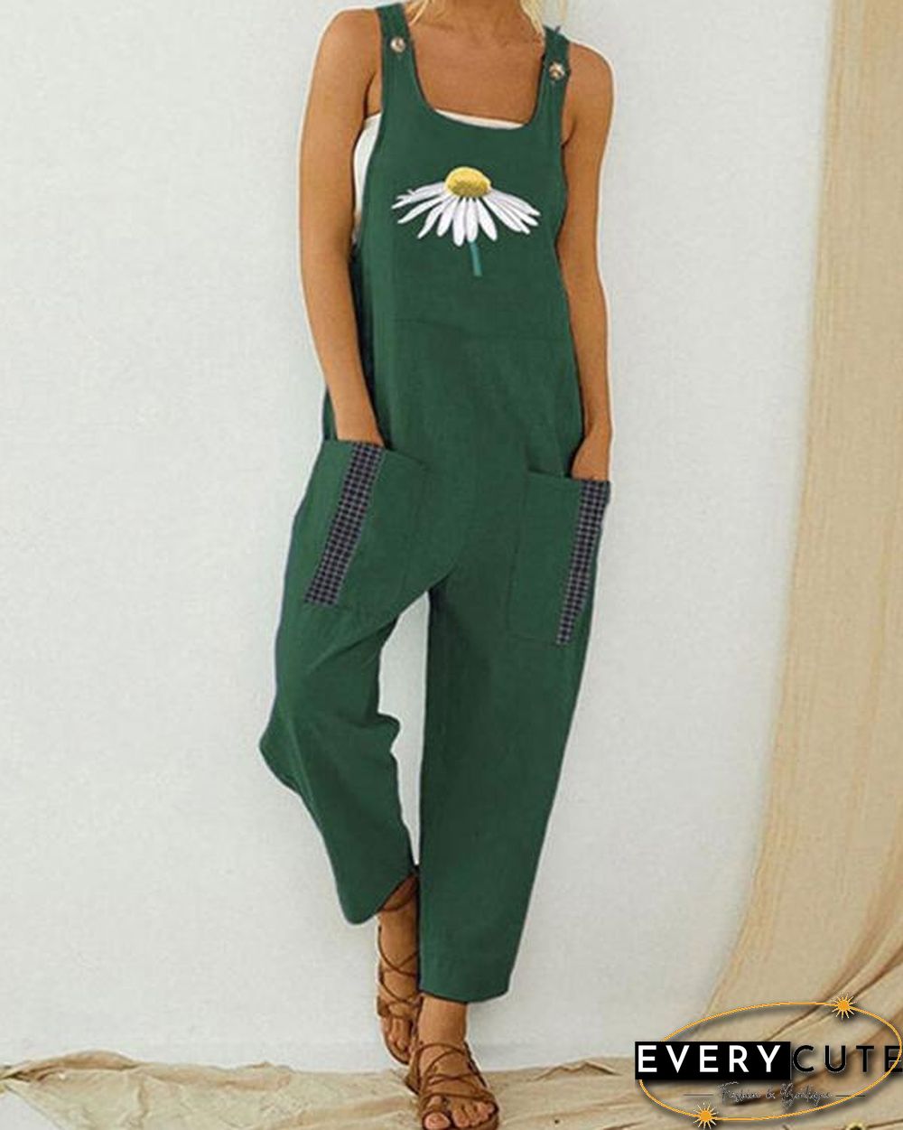 Flower Print Casual Jumpsuit For Women