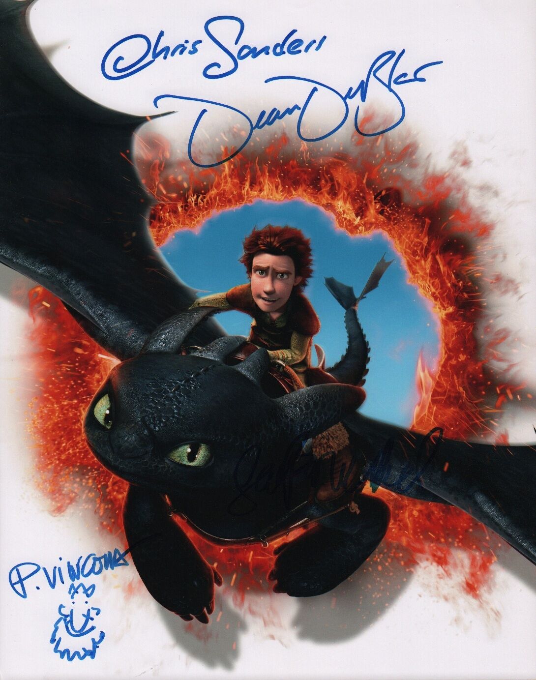 How to Train Your Dragon by 3 with a sketch signed 11x14 Photo Poster painting