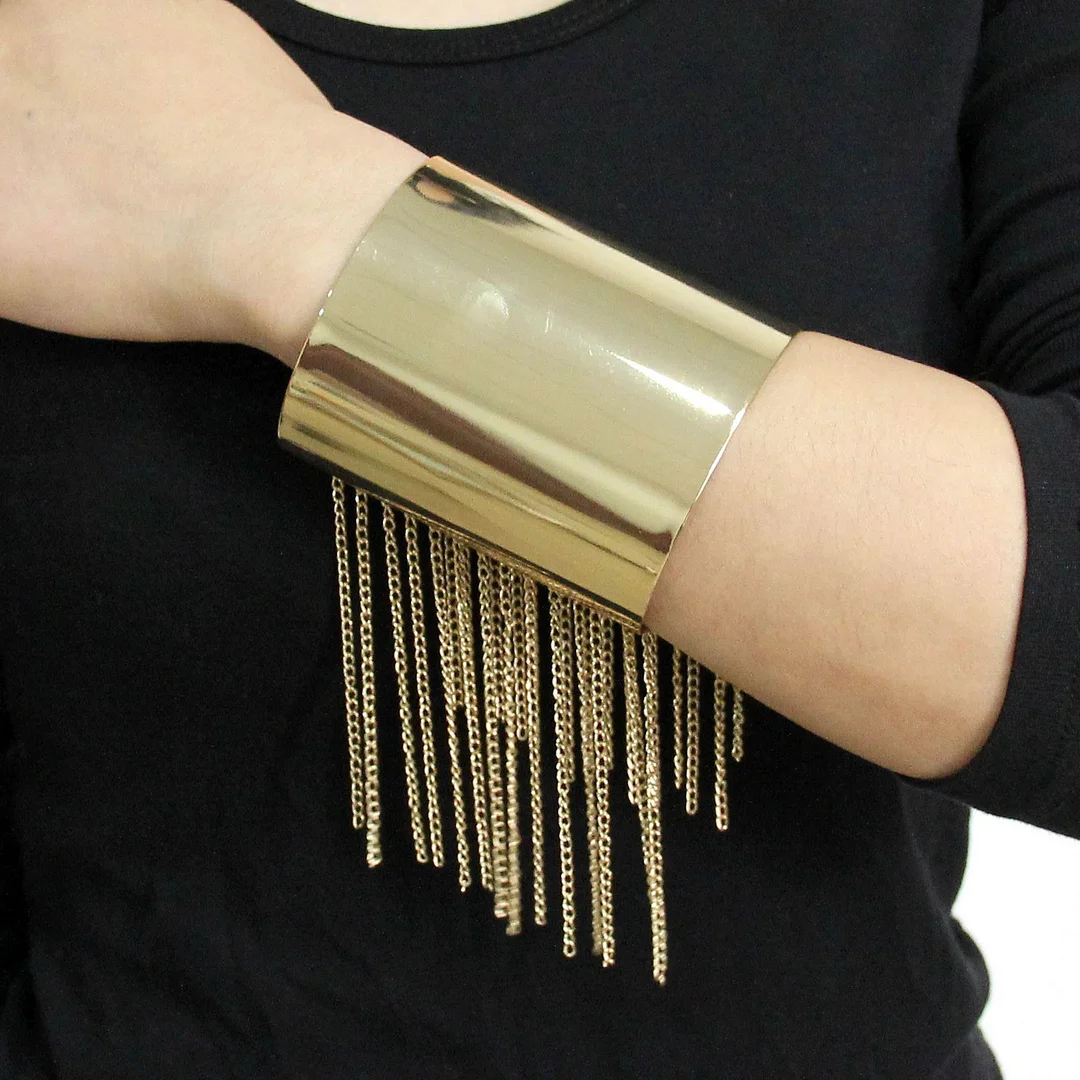 Gold Glossy Exaggerated Fringe Bracelet