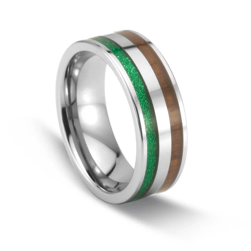 8MM Women's Or Men's Silver Tungsten Carbide Wedding Rings Flat Edge