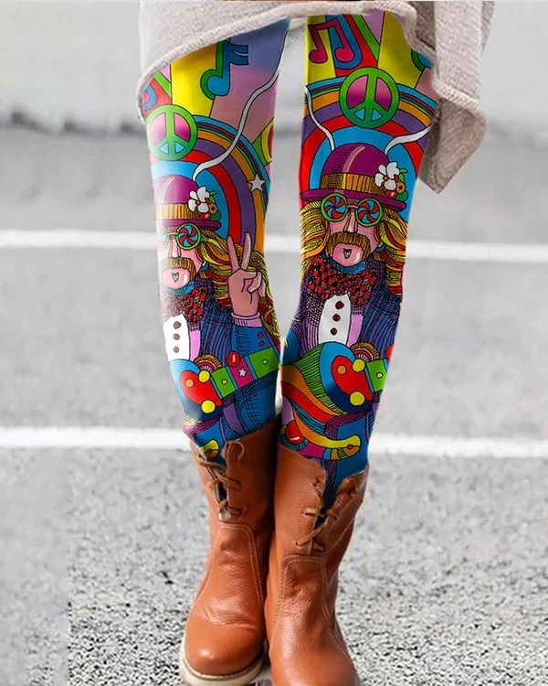 🔥kukelife🔥Hippie Art Personality Leggings